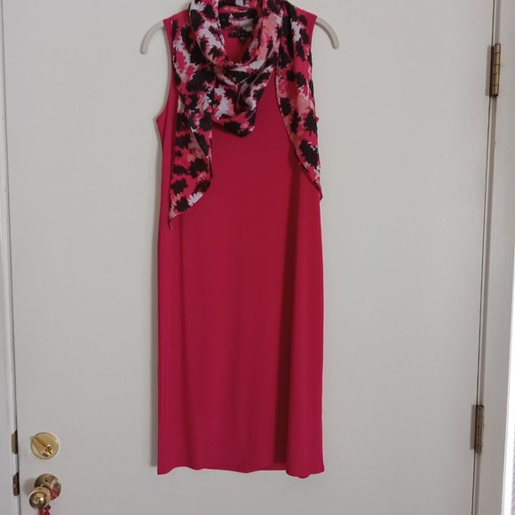Tiana B Raspberry Pink Sheath knit Dress with scarf, Size S - Picture 10 of 10